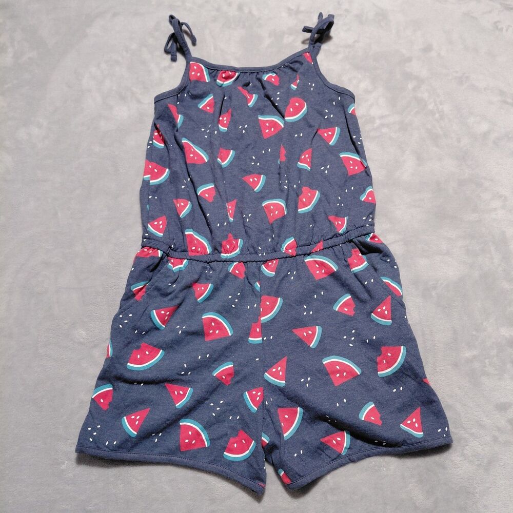 NwoT Cat & Jack Girls XL 14-16 Watermelon Printed Knit Sleeveless Romper Pockets